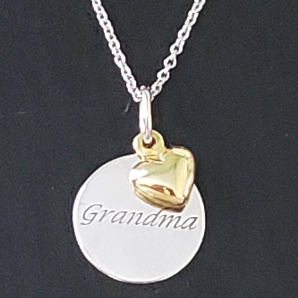 MIDAS Grandma 14K 925 Silver Neckace w/Heart NWT